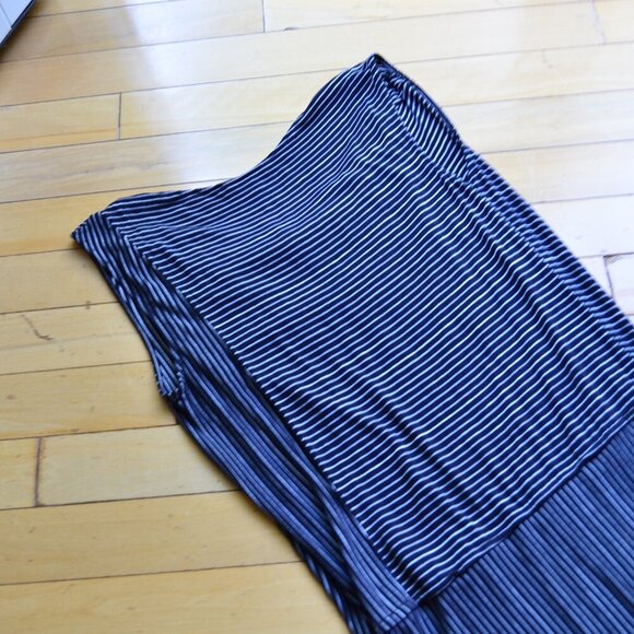 Derek Lam For Design Nation Sz Large Striped Black Combo Drape Neck Dress - Picture 9 of 11